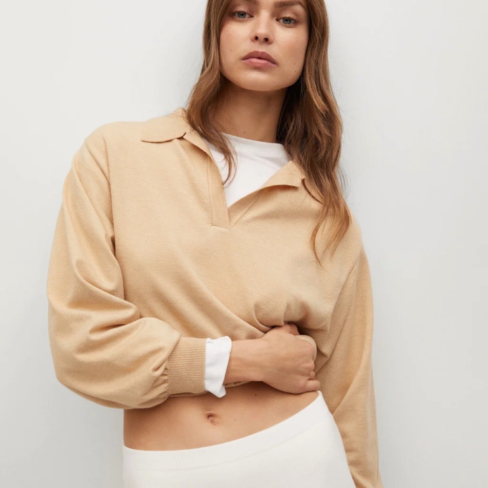 Mango cropped polo sweater